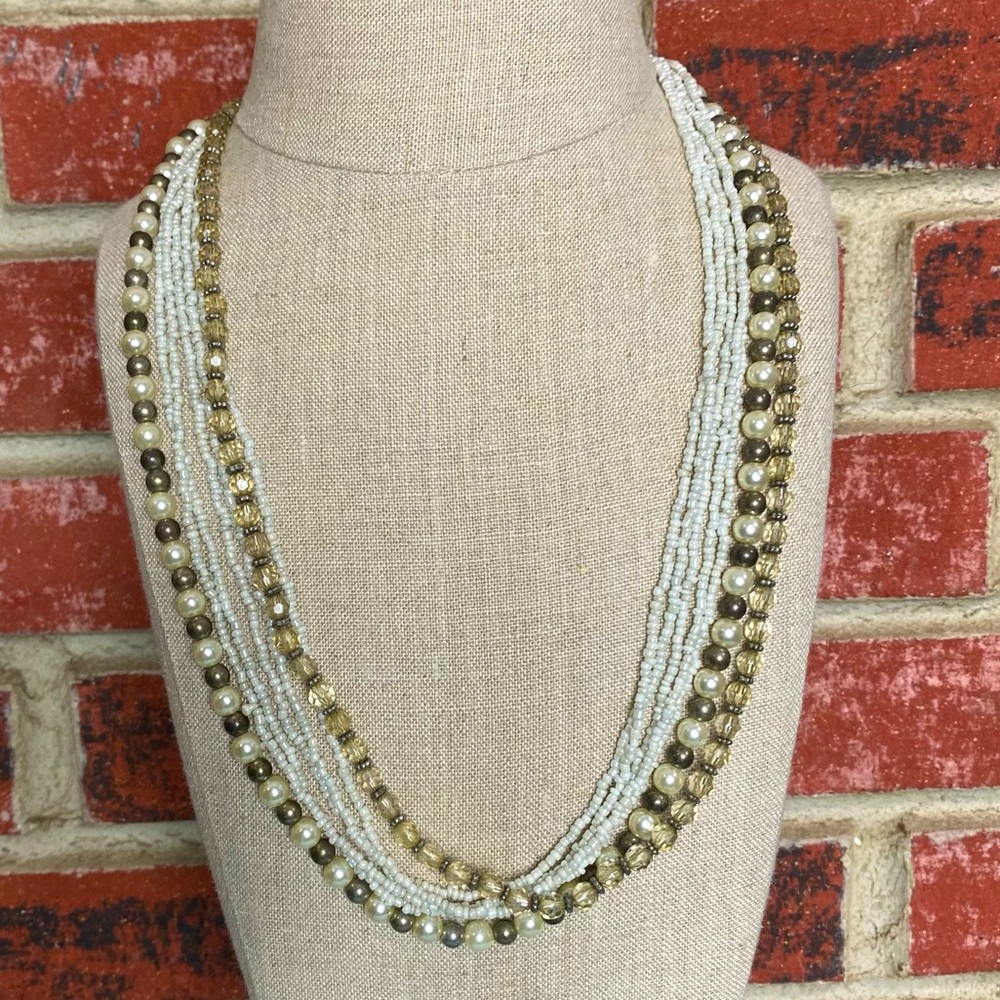 Baroni Grey Long Bead Necklace